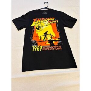 Indiana Jones 1969 Worldwide Expeditions Graphic T-Shirt Black Size S
